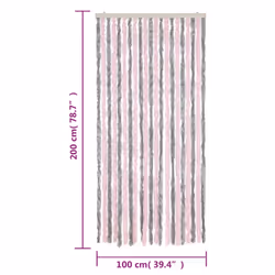 vidaXL Fly Curtain Fly Screen Curtain Silver Grey and Pink 100x200 cm Chenille - Additional view 6