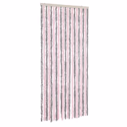 vidaXL Fly Curtain Fly Screen Curtain Silver Grey and Pink 100x220 cm Chenille