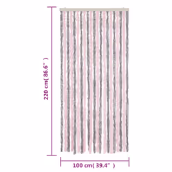 vidaXL Fly Curtain Fly Screen Curtain Silver Grey and Pink 100x220 cm Chenille - Additional view 6