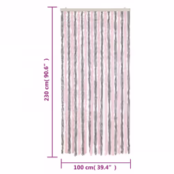 vidaXL Fly Curtain Fly Screen Curtain Silver Grey and Pink 100x230 cm Chenille
