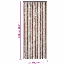 vidaXL Fly Curtain Door Fly Screen Beige and Light Brown 100x200 cm Chenille - Additional view 4