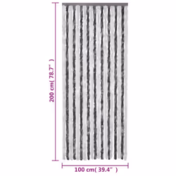 vidaXL Fly Curtain Door Curtain Fly Screen Grey and White 100x200 cm Chenille - Additional view 4