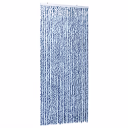 vidaXL Fly Curtain Door Curtain Fly Screen Blue and White 100x200 cm Chenille