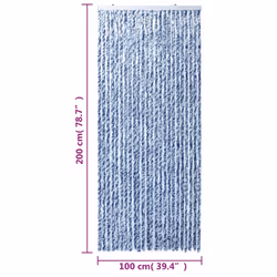 vidaXL Fly Curtain Door Curtain Fly Screen Blue and White 100x200 cm Chenille - Additional view 7
