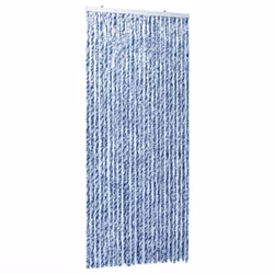 vidaXL Fly Curtain Door Curtain Fly Screen Blue and White 100x230 cm Chenille