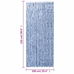 vidaXL Fly Curtain Door Curtain Fly Screen Blue and White 100x230 cm Chenille - Additional view 7