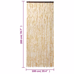 vidaXL Fly Curtain Door Curtain Fly Screen Curtain Beige 100x200 cm Chenille - Additional view 7