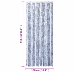vidaXL Fly Curtain Door Curtain Fly Screen Curtain Silver 100x230 cm Chenille - Additional view 6