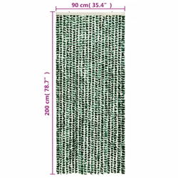 vidaXL Fly Curtain Door Curtain Fly Screen Green and White 90x200 cm Chenille - Additional view 5
