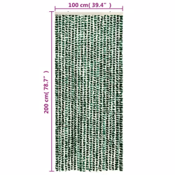 vidaXL Fly Curtain Door Curtain Fly Screen Green and White 100x200 cm Chenille - Additional view 5