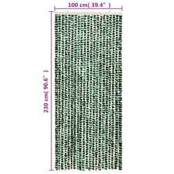 vidaXL Fly Curtain Door Curtain Fly Screen Green and White 100x230 cm Chenille - Additional view 5