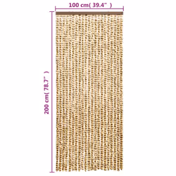 vidaXL Fly Curtain Door Curtain Fly Screen Beige and Brown 100x200 cm Chenille - Additional view 5