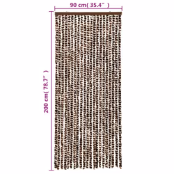vidaXL Fly Curtain Door Curtain Fly Screen Brown and White 90x200 cm Chenille - Additional view 5