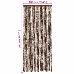 vidaXL Fly Curtain Door Curtain Fly Screen Brown and White 100x200 cm Chenille - Additional view 5