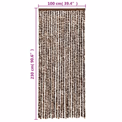 vidaXL Fly Curtain Door Curtain Fly Screen Brown and White 100x230 cm Chenille - Additional view 5