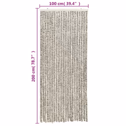 vidaXL Fly Curtain Fly Screen Light Grey and Dark Grey 100x200 cm Chenille - Additional view 5