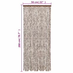 vidaXL Fly Curtain Door Curtain Fly Screen Fly Blind Insect Curtain Chenille - taupe and white, 56 x 200 cm