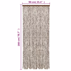 vidaXL Fly Curtain Door Curtain Fly Screen Taupe and White 90x200 cm Chenille - Additional view 5