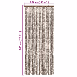 vidaXL Fly Curtain Door Curtain Fly Screen Taupe and White 100x200 cm Chenille - Additional view 5