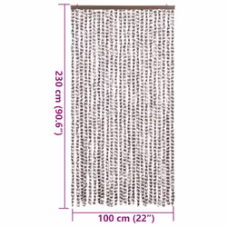 vidaXL Fly Curtain Door Curtain Fly Screen Fly Blind Insect Curtain Chenille - taupe and white, 100 x 230 cm - Additional view 6