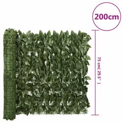 vidaXL Balcony Privacy Screen with Leaves Patio Artificial Ivy Fence Screening - dark green, 200 x 75 cm