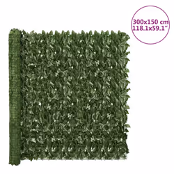 vidaXL Balcony Privacy Screen with Leaves Patio Artificial Ivy Fence Screening - dark green, 300 x 150 cm