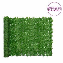 vidaXL Balcony Privacy Screen with Leaves Patio Artificial Ivy Fence Screening - green, 300 x 150 cm