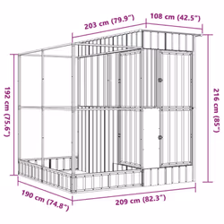 vidaXL Aviary with Extension Bird Cage Walk In Chicken Run Coop Silver Steel - 209 x 203 x 216 cm - Additional view 7