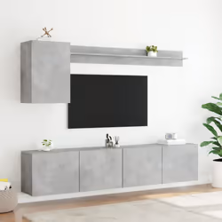 vidaXL TV Wall Units 5 Piece Floating TV Unit Stand Engineered Wood - concrete grey