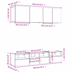 vidaXL TV Wall Units 5 Piece Floating TV Wall Unit TV Stand Engineered Wood - smoked oak