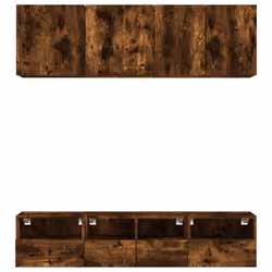 vidaXL TV Wall Units 5 Piece Floating TV Wall Unit TV Stand Engineered Wood - smoked oak - Additional view 4