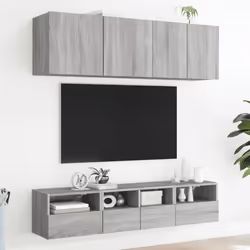 vidaXL TV Wall Units 5 Piece Floating TV Wall Unit TV Stand Engineered Wood - grey sonoma