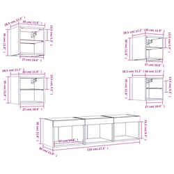 vidaXL TV Wall Units 7 Piece with LED Wall Mounted TV Cabinet Engineered Wood - grey sonoma - Additional view 3