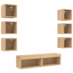 vidaXL TV Wall Units 8 Piece TV Cabinet with LED Grey Sonoma Engineered Wood - sonoma oak - Additional view 4