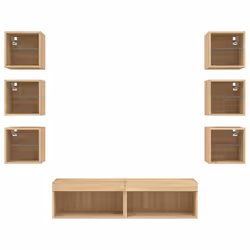 vidaXL TV Wall Units 8 Piece TV Cabinet with LED Grey Sonoma Engineered Wood - sonoma oak - Additional view 5