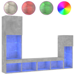 vidaXL TV Wall Units 4 Piece with LED Floating TV Cabinet Engineered Wood - concrete grey