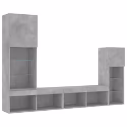 vidaXL TV Wall Units 4 Piece with LED Floating TV Cabinet Engineered Wood - concrete grey