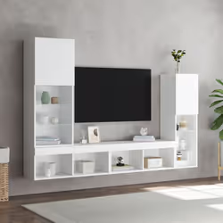vidaXL 4 Piece TV Wall Units with LED White Engineered Wood - Additional view 3