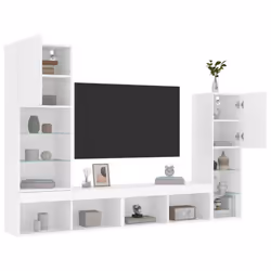 vidaXL 4 Piece TV Wall Units with LED White Engineered Wood - Additional view 4
