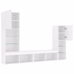 vidaXL 4 Piece TV Wall Units with LED White Engineered Wood - Additional view 5