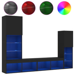 vidaXL TV Wall Units 4 Piece with LED TV Unit Engineered Wood - black