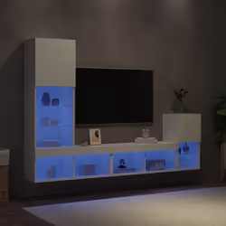 vidaXL 4 Piece TV Wall Units with LED White Engineered Wood