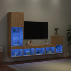 vidaXL 4 Piece TV Wall Units with LED Sonoma Oak Engineered Wood