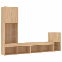 vidaXL 4 Piece TV Wall Units with LED Sonoma Oak Engineered Wood