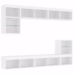 vidaXL TV Wall Units 8 Piece with LED Floating TV Unit White Engineered Wood