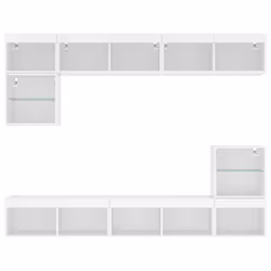 vidaXL TV Wall Units 8 Piece with LED Floating TV Unit White Engineered Wood - Additional view 5