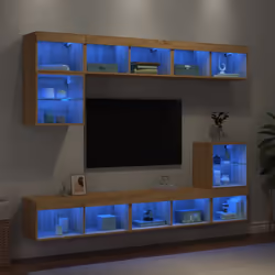 vidaXL 8 Piece TV Wall Units with LED Sonoma Oak Engineered Wood