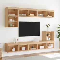 vidaXL 8 Piece TV Wall Units with LED Sonoma Oak Engineered Wood