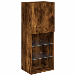 vidaXL TV Wall Units 6 Piece with LED Floating TV Cabinet Engineered Wood - smoked oak - Additional view 7