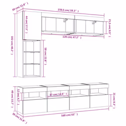 vidaXL TV Wall Cabinet Set 7 Piece with LED Lights Floating TV Unit Sonoma Oak - Additional view 3